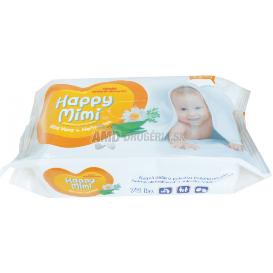 HAPPY MIMI DETSKÉ VLHČENÉ UTIERKY S ALOE VERA 72 KS