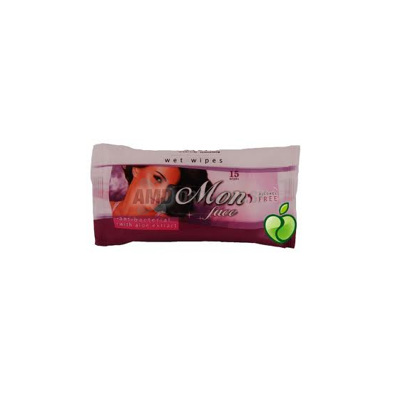 MON WIPES FACE ALOE 15KS