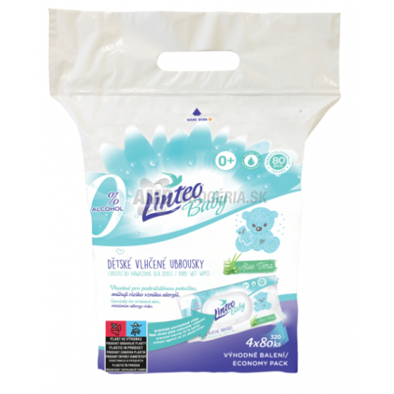 LINTEO BABY VLHČENÉ UTIERKY ALOE VERA  4x80 KS