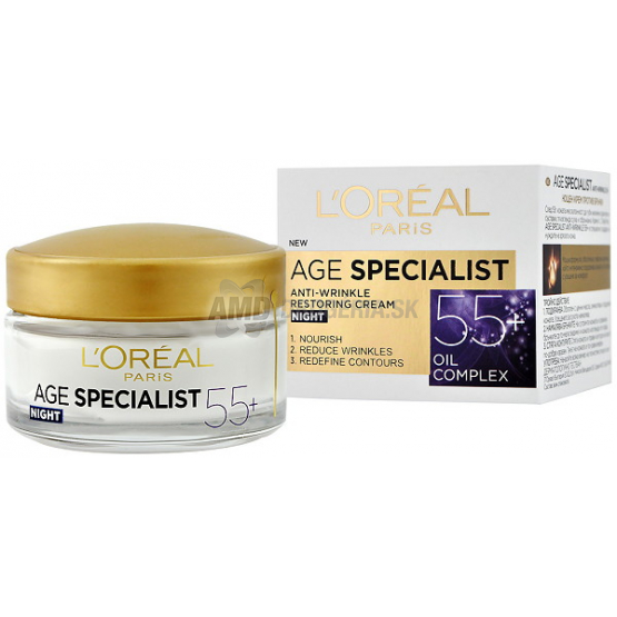 LOREAL AGE SPECIALIST NOČNÝ KRÉM PROTI VRÁSKAM 55 +; 50 ml
