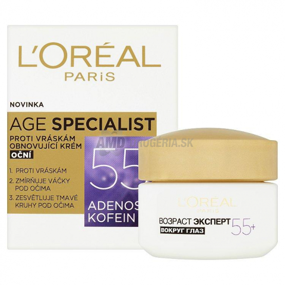 LOREÁL PARIS AGE SPECIALIST OČNÝ KRÉM PROTI VRÁSKAM 55+ 15 ML