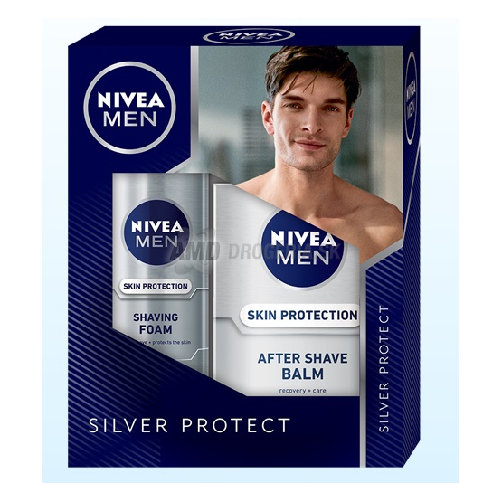 DARČEKOVÁ PÁNSKA KAZETA NIVEA SHAVING SILVER PENA NA HOLENIE + BALZAM PO HOLENÍ 16