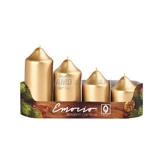 SVIEČKY ADVENTNÉ METALICKÉ  ZLATÉ 4 KS