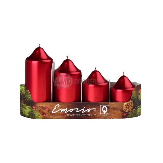 SVIEČKY ADVENTNÉ METALICKÉ ČERVENÉ 4 KS
