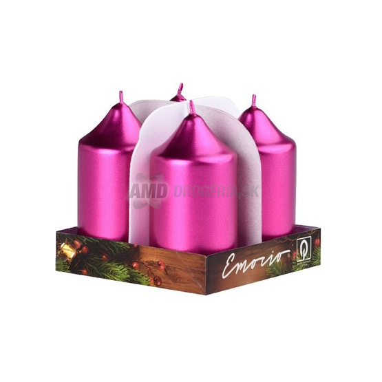 SVIEČKY ADVENTNÉ METALICKÉ MALINOVÉ 4 KS