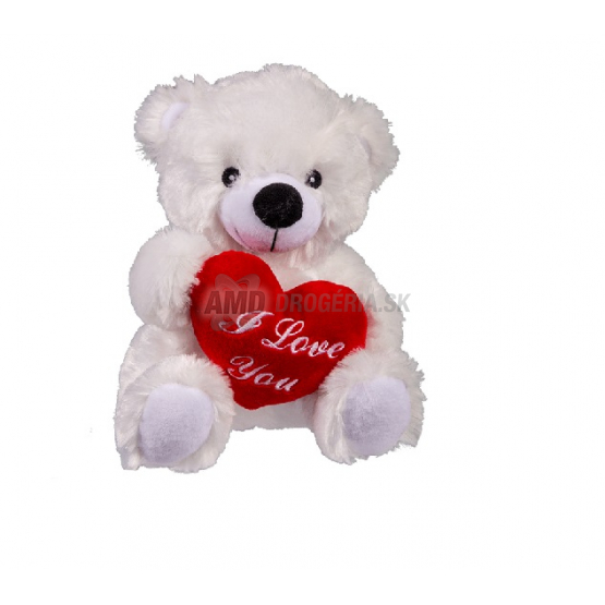 BIELY PLYŠOVÝ MEDVEĎ SO SRDCOM