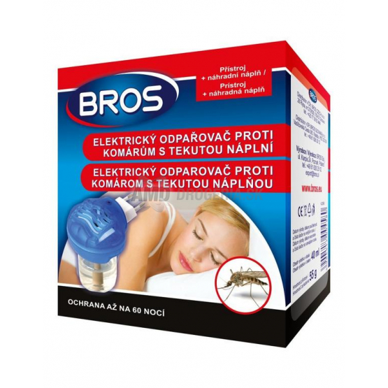 BROS ELEKTRICKÝ ODPAROVAČ S TEKUTOU NÁPLŇOU PROTI KOMÁROM +NÁHRADNÁ NÁPLŇ 