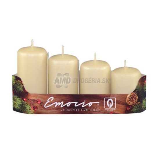 SVIEČKY ADVENTNÉ STUPNE KRÉMOVÁ PERLA 40MM 4KS