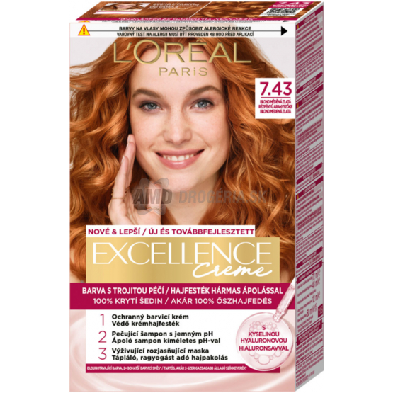 LOREAL EXCELLENCE 7,43 BLOND MEDENÁ ZLATÁ