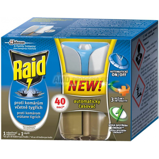 RAID ELEKTRICKÝ TEKUTÝ STROJČEK + NÁHRADNÁ NÁPLŇ 40 NOCÍ