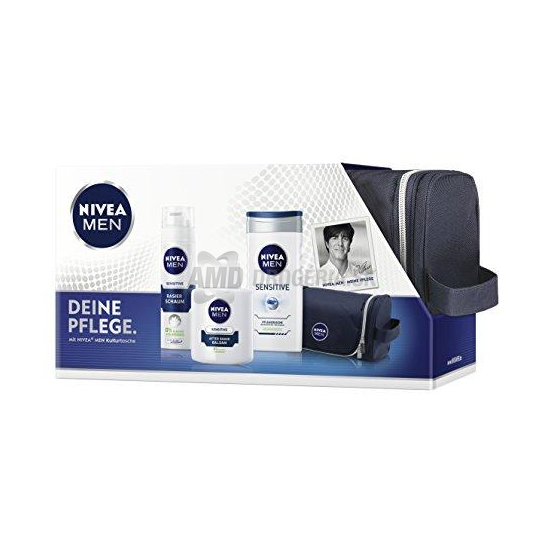 DARČEKOVÁ PÁNSKA KAZETA NIVEA TAŠKA SENSITIVE BALZAM PO HOLENÍ + PENA NA HOLENIE + SPRCHOVÝ GÉL
