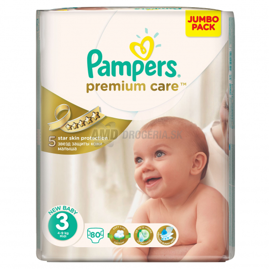 PAMPERS PREMIUM MIDI 3 PLIENKY (4 - 9 KG) 80 KS