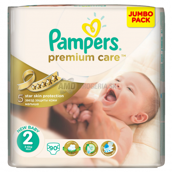 PAMPERS PREMIUM MINI 2 PLIENKY (3 - 6 KG) 90 KS