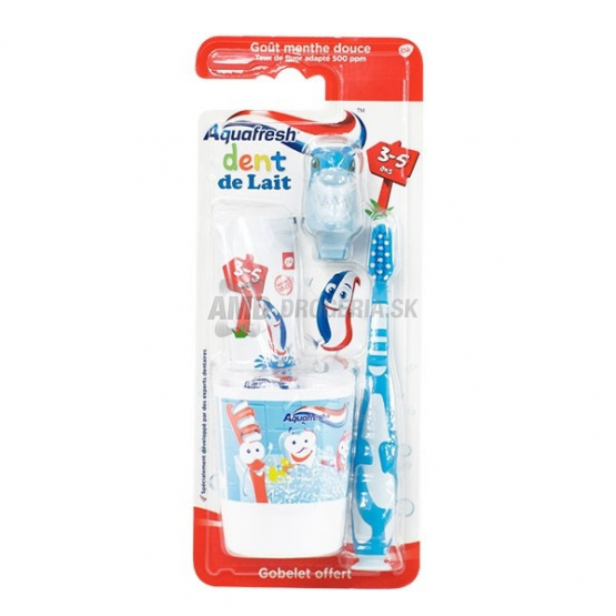AQUAFRESH LITTLE TEETH 3-5 ROKOV DETSKÁ ZUBNÁ PASTA + ZUBNÁ KEFKA + POHÁRIK