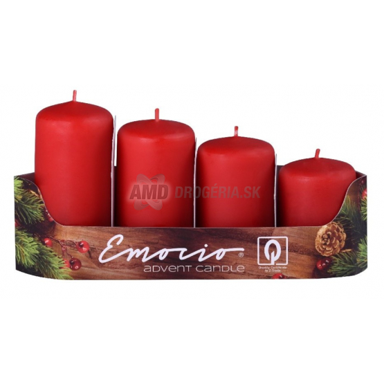 SVIEČKY ADVENTNÉ STUPNE ČERVENÉ  4KS 40MM