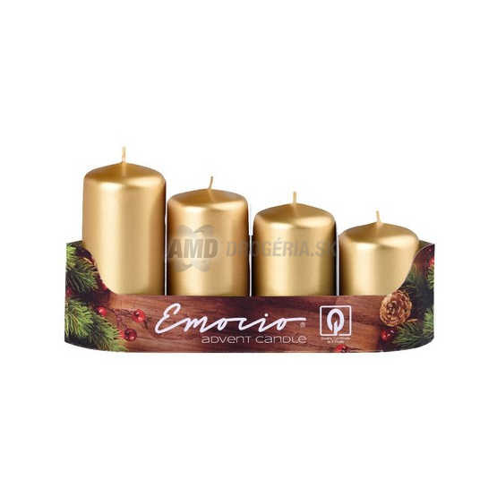 SVIEČKY ADVENTNÉ METALICKÉ ZLATÉ 40 MM 4 KS