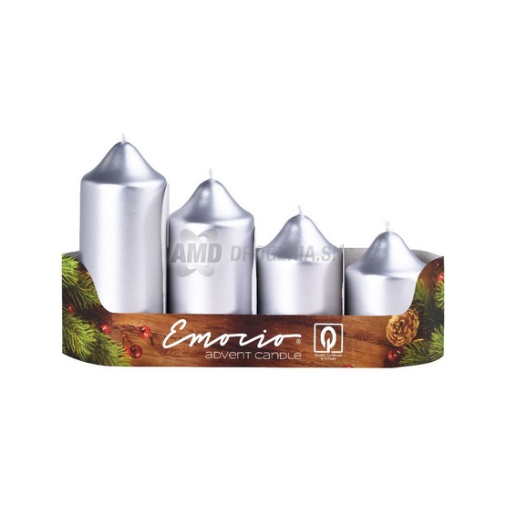 SVIEČKY ADVENTNÉ STRIEBORNÉ METALICKÉ 4 KS