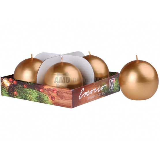 SVIEČKY ADVENTNÉ GULE  METAL ZLATÉ 4KS 60MM
