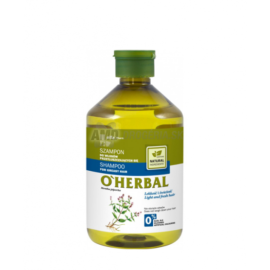 O'HERBAL ŠAMPÓN PRE MASTNÉ VLASY S MÄTOVÝM EXTRAKTOM 500 ML