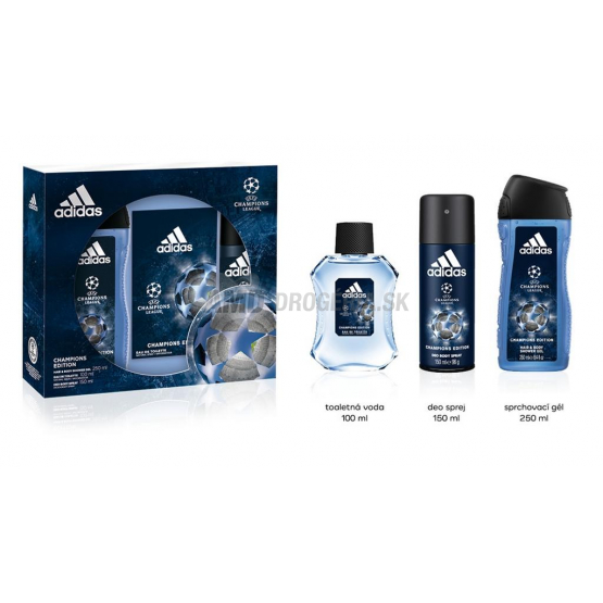 DARČEKOVÁ PÁNSKA KAZETA ADIDAS UEFA IV. EDT TOALETNÁ VODA + SPRCHOVÝ GÉL + DEODORANT X17