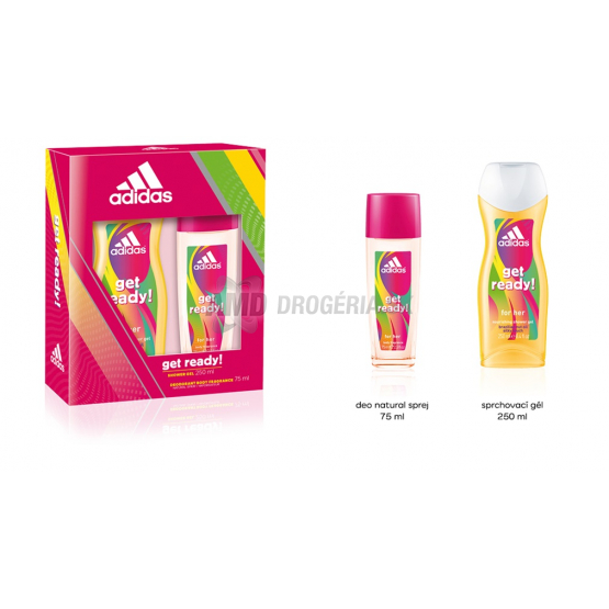 DARČEKOVÁ DÁMSKA KAZETA KAZETA ADIDAS GET READY DNS PARFUMOVANÝ DEODORANT + SPRCHOVÝ GÉL X17