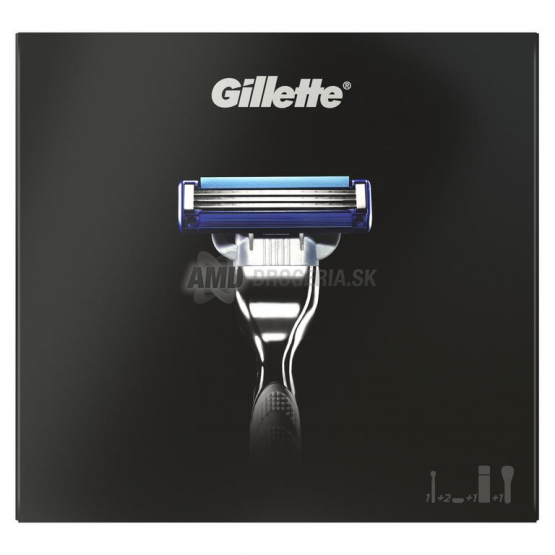 DARČEKOVÁ PÁNSKA KAZETA GILLETTE MACH3-RUKOVÄŤ + GÉL NA HOLENIE 75ML + 2 NÁHRADNÉ HLAVICE + PUZDRO X17
