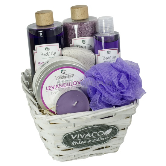 DARČEKOVÁ KAZETA VIVACO DK17 BTL1703 LEVANDUĽA OLEJ DO KÚPEĽA 500ML + SOĽ DO KÚPEĽA 600G + SPRCHOVÝ GÉL 200ML + KRÉM 200ML + DARČEK X17