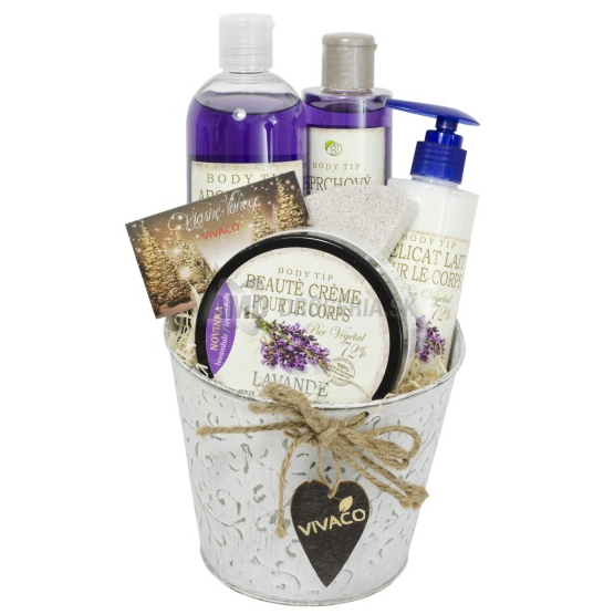 DARČEKOVÁ KAZETA VIVACO DK17 BTL1710 LEVANDUĽA OLEJ DO KÚPEĽA 500ML + SPRCHOVÝ ŠAMPÓN 250ML + TELOVÉ MLIEKO 200ML + KRÉM 200ML + DARČEK X17