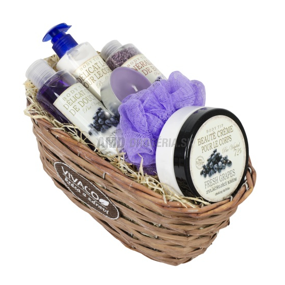 DARČEKOVÁ KAZETA VIVACO DK17 BTR1701H HROZNO SOĽ DO KÚPEĽA 220G + KRÉM 200ML + TELOVÉ MLIEKO 200ML + SPRCHOVÝ GÉL 200ML + DARČEK X17