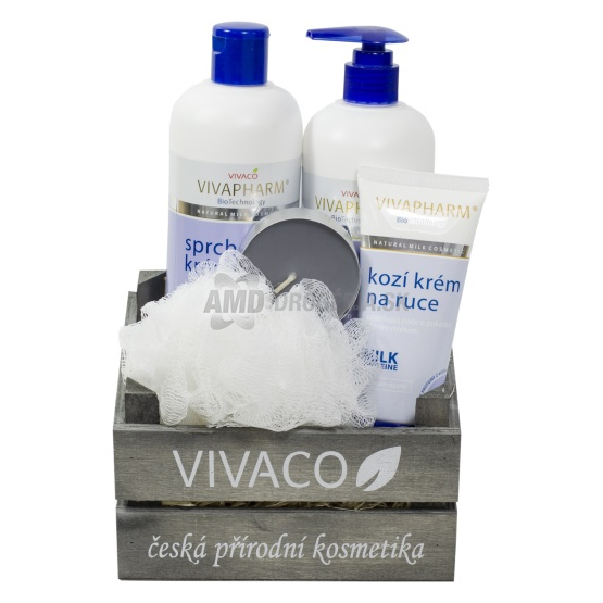 DARČEKOVÁ KAZETA VIVACO DK17 VPK1702 KOZIE MLIEKO KRÉMOVÉ MYDLO 400ML + SPRCHOVÝ GÉL 400ML + KRÉM NA RUKY 100ML + DARČEK X17