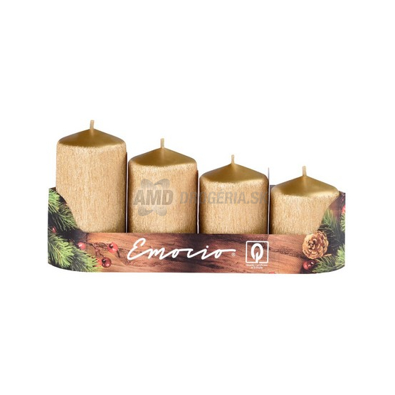 SVIEČKY ADVENTNÉ STUPNE DRAPANÉ ZLATÉ 4 KS 
