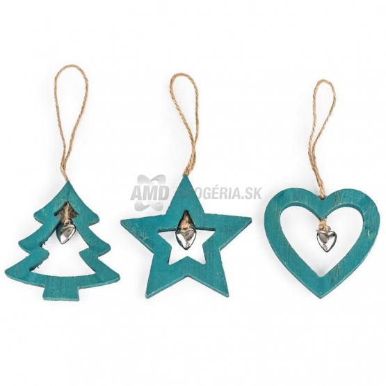 VIANOČNÉ OZDOBY NA STROMČEK DREVENÉ 3 KS