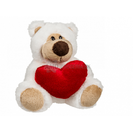 PLYŠOVÝ MEDVEĎ S ČERVENÝM SRDCOM 15 CM