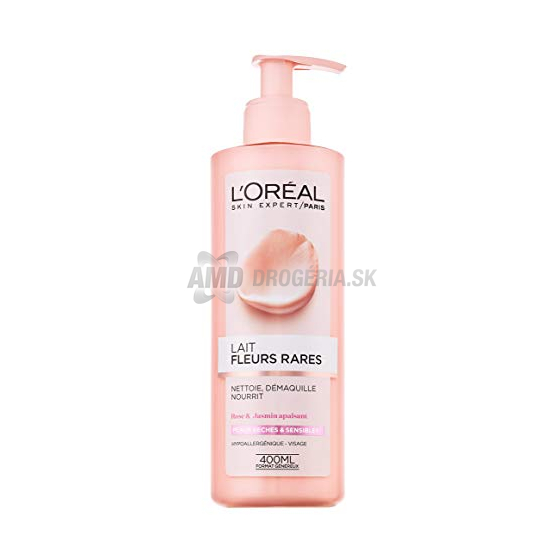 LOREAL ODLIČOVACIE MLIEKO FLOWERS PRE SUCHÚ A CITLIVÚ POKOŽKU PUMPA 400 ML