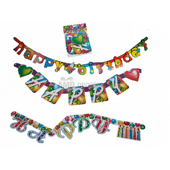GIRLANDA HAPPY BIRTHDAY 3 DRUHY 1,6M