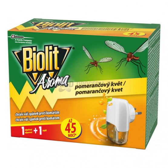 BIOLIT ELEKTRICKÝ ODPAROVAČ PLUS POMARANČ + NÁHRADNÁ NÁPLŇ 45 NOCÍ 27 ML