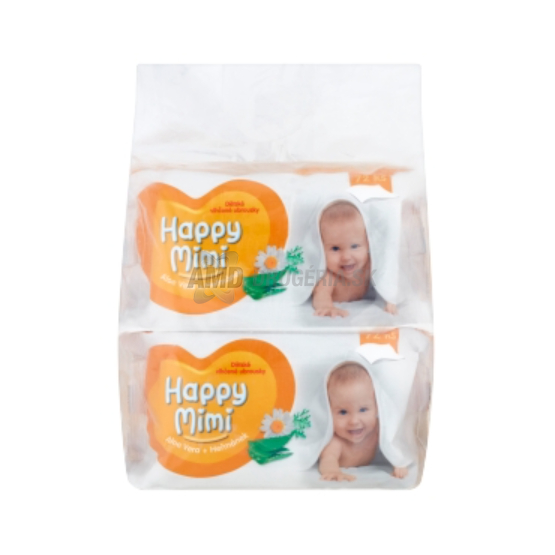 HAPPY MIMI DETSKÉ VLHČENÉ UTIERKY ALOE VERA ORANŽOVÉ 4x72 KS