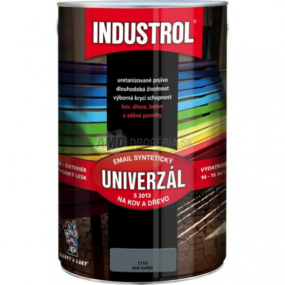 Industrol Univerzál S 2013, syntetický email na kov a drevo, svetlá šedá 1110, 4 L