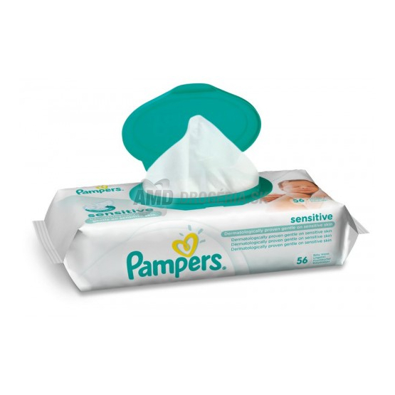 PAMPERS VLHČENÉ UTIERKY SENSITIVE S KLIPOM 56 KS