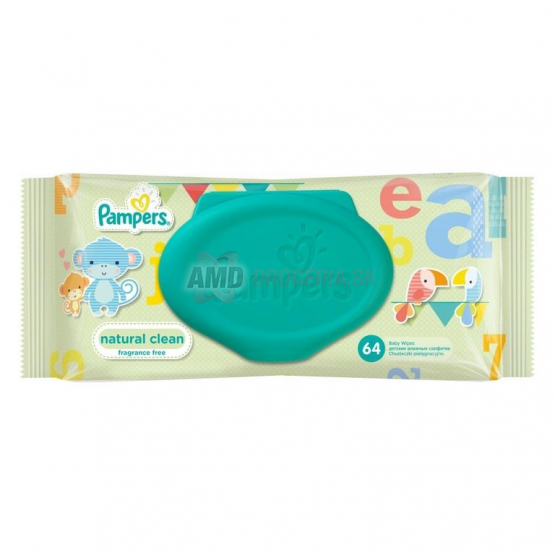 PAMPERS VLHČENÉ UTIERKY NATURAL CLEAN 64 KS