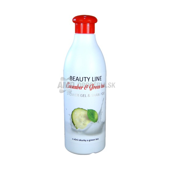 BEAUTY LINE SPRCHOVÝ GÉL + ŠAMPÓN UHORKA A ZELENÝ ČAJ 500 ML 