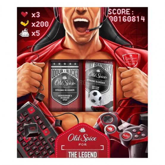 PÁNSKA DARČEKOVÁ KAZETA OLD SPICE STRONG SLUGGER DEODORANT + SPRCHOVÝ GÉL 250 ML X18