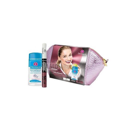 DÁMSKA DARČEKOVÁ KAZETA DERMACOL 16H LIP COLOR + ODLIČOVAČ OČÍ X18