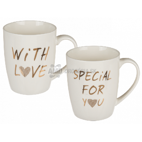 HRNČEK S NÁPISOM WITH LOVE A SPECIAL FOR YOU 1 KS