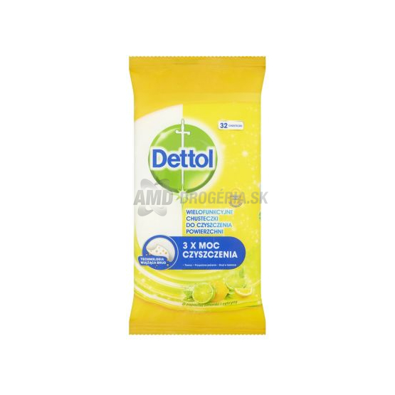 DETTOL ANTIBAKTERIÁLNE UTIERKY NA POVRCHY CITRÓN 32 KS