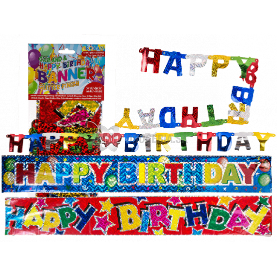 FAREBNÁ GIRLANDA HAPPY BIRTHDAY 1 KS