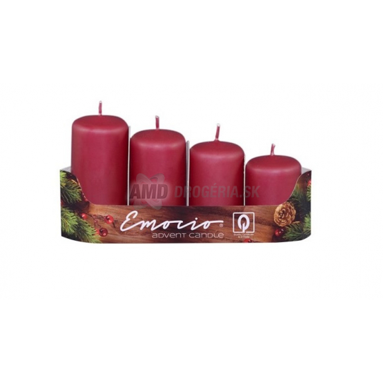 SVIEČKY ADVENTNÉ BORDÓ 4KS STUPNE 40MM 