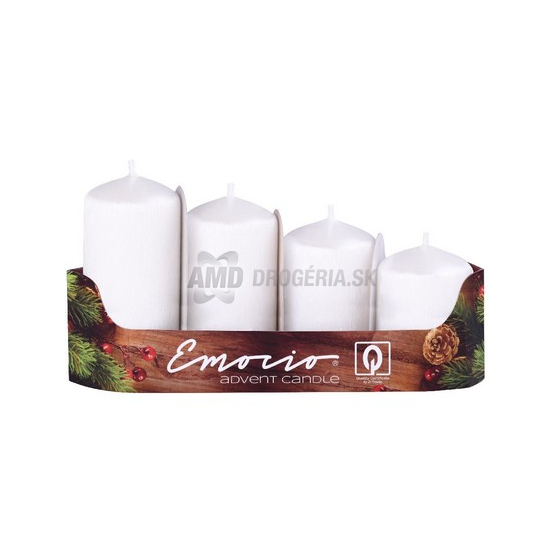 SVIEČKY ADVENTNÉ STUPNE DRÁPANÉ BIELA PERLEŤOVÁ 40 MM 4 KS