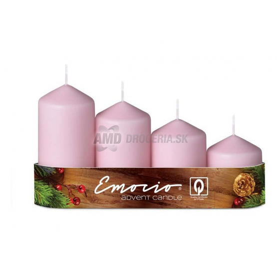 SVIEČKY ADVENTNÉ RUŽOVÉ  4KS STUPNE 