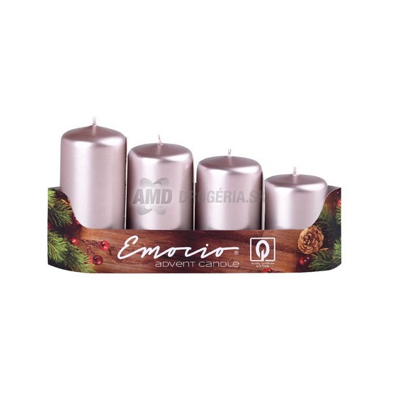 SVIEČKY ADVENTNÉ METALICKÉ STARORUŽOVÉ 40 MM 4 KS